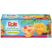 Dole Diced Peaches & Cherry Mixed Fruit in 100% Fruit Juice 16-4 oz. Cups