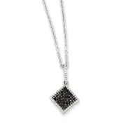 Sterling Silver Black and White Diamond Square Pendant