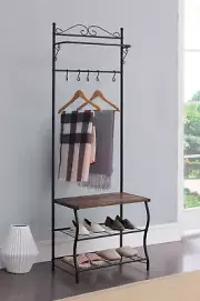 Kings Brand-Entryway Shoe Bench Coat Rack Hall Tree Storage Organizer with Hooks