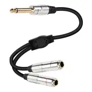 6.35mm TS Guitar Signal Audio Y Splitter Cable, 1/4" Male to Dual Mono 1/4" F...