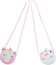 [Healeved] 2pcs Unicorn Plush Coin Bag Small Crossbody Bag for Women Portable Change Pouch Zipper Closure for Outdoor Activities