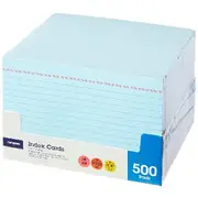 J.Burrows Index Cards Ruled 152 x 102mm Blue 500 Pack