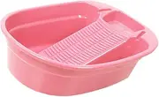 Hand Wash Basin, Lightweight, Portable, Home Washtub with Integrated, Washboard Household Basin, for Socks Underwear Pants, Pink