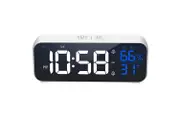 LED Digital Alarm Clock Temperature Display Music Alarm USB Rechargeable - White