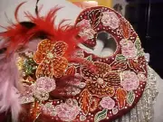 WALL HANGING WEDDING, FESTIVAL,CONCERT, Bohemian SEQUINS FEATHERS FRINGE,REDS