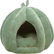 Cat Bed Cave Enclosed Cat Bed Pet House with Thicken Plush Pumpkin House Removable Cushion Compressed Packaging Pumpkin Shape Design for Kittens, Small Dogs