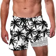 [westwolf] Men's Swim Trunks 5.5 Inch Bathing Suits for Men 2 in 1 Board Shorts with Compression Liner