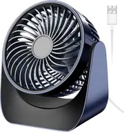 Lertenys Quiet USB Fan, Mini Desk Fan 3 Speeds, 360 Rotation Small Powerful Portable Table Fan for Bedroom Car Camping Outdoor (Navy Blue, No Battery)