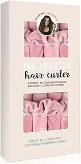 Heatless Hair Curlers, No Heat Hair Curlers to Sleep in, Overnight Heatless Curling Set with Hair Scrunchies and Clip,Super Soft Ribbon Wrap for Women with Long Hair(Dark Pink)