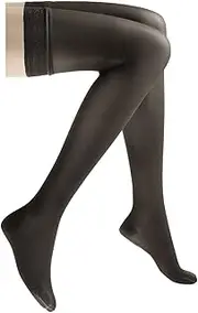 JOBST UltraSheer Thigh High with Lace Silicone Top Band, 20-30 mmHg Compression Stockings, Closed Toe, Large Petite, Classic Black