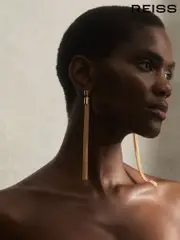 Reiss Gold Tone Tessa Tassel Drop Earrings (AL1175) | $180