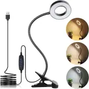 Clip on Light LED Reading Book Study Lamp 3 Color Modes 10 Brightness Eye Protec