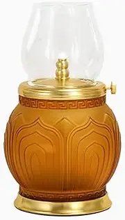 Kerosene Lamp, Oil Lamp Glass Oil Lamp Lotus Ghee Lamp Household Permanent Lamp Lamp Windproof Adjustable Buddha Lamp for Light
