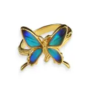 Psyche Symmetry Butterfly Ring Doxocopa cherubina OSFA Silver 925 Resin