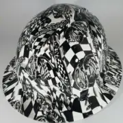 New Full Brim Hard Hat Custom Hydro Dipped RACING FLAG SKULLS. Free Shipping