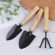 3Pcs/set Mini Garden Tool Sets Shovel Rake Spade Bonsai Tools Set Wooden H^UU