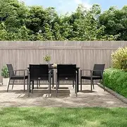 7 Piece Garden Dining Set with Cushions Poly Rattan and Steel Patio Bar Sets