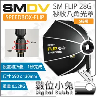 數位小兔【SMDV ASMP028G-S轉接環 FLIP 28G 秒收八角柔光罩 28吋】快收柔光罩 閃光燈 磁吸 28