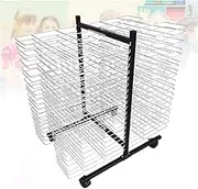 50-Layer Art Drying Rack,Mobile Drying Rack with Wire Rack,Iron Work Display Storage Rack,for Creative Studios,Classrooms,Black