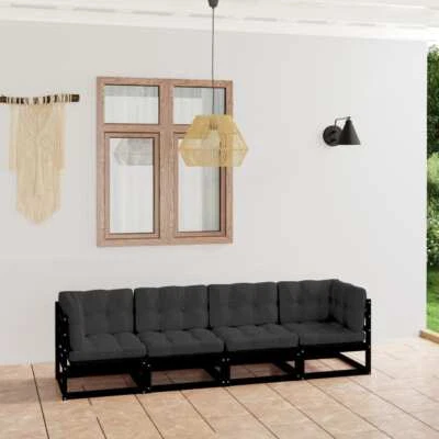 NNEVL 4-Seater Garden Sofa with Cushions Solid Pinewood