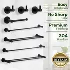 Brushed Black Towel Rack Rail Layer Bar Toilet Paper Roll Holder Robe Hook Kit