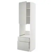 METOD / MAXIMERA hi cab f ov w dr/2 frnt/1 m/1 h drw, white/Havstorp light grey, 60x60x220 cm