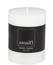 Amalfi Unscented Pillar Candle - White 7.5x10cm