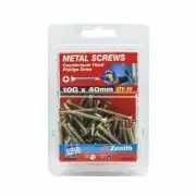 Zenith 10G x 40mm Gold Passivated Countersunk Head Metal Screws - 50 Pack