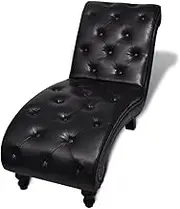 Chaise Longue Brown Faux Leather - Modern Lounge Chair for Living Room, Bedroom or Patio - Comfortable & Durable Recliner with Soft Padding - Space-Saving Design for Small Spaces