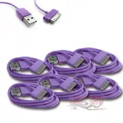 6 USB SYNC DATA POWER CHARGER CABLE APPLE IPAD IPHONE 4S 4 3GS IPOD TOUCH PURPLE
