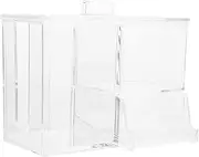 OATIPHO Dressing Table Storage Box Compartment Makeup Organizer for Vanity Cosmetic Case Cotton Pads Organizers Toiletry For Storage Pink Skincare Make- Transparent