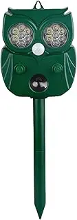 Outdoor Solar Animal Repeller,Lights Up Ultrasonic Deer Repeller - with Motion Detection Alarm, LED Flash Light, Easy Installation for Outside, Landscape, Lawn, Yard, Farm