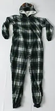 PJ Place Boy's Long Sleeve Hooded Antler Plaid Romper AR8 Green/Blue Size 2XL