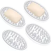 Plastic Soap Holder Clear Soap Dish Bar Saver Tray with Holes Sponge Holder for