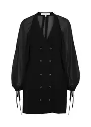 Frame Double-breasted Panelled Mini Blazer Dress - Black - S (UK8-10 / S) S (UK8-10 / S)