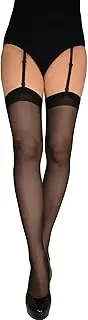 [JUST BEAUTY TOUCH] Plain Top Stockings size S - 3XL - Wear with Garter Belt & Suspender Straps, Comfortable Fit for Women's Thigh-High 20 denier Sheer