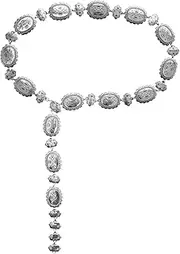 [TNDCKP] Western Concho Belt for Women – Silver Chain Belt with Artificial Turquoise Stones, Adjustable Rodeo Cowgirl Belt (Ash Silver-F)