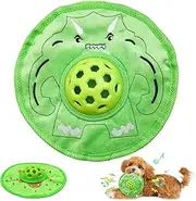 Squeaky Frisbee Dog Toy, Interactive Puzzle Dog Toys with Slow Eating Device Cartoon Durable Fetch Toy Training Chew Toy for Indoor & Outdoor Training Habit cultivation Consume Energy (Green Giant)