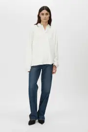 Aqui Long Sleeve Monogram Top in Cream - CAMILLA AND MARC® C&M
