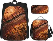 [CADREWY] Dinosaur Pattern Print Travel Bag Adjustable Shoulder Straps Lunch Bag Pencil Case Large Capacity Bag, Black, One Size