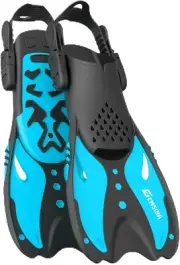 Snorkel Fins Adjustable Buckles Open Heel Swim Flippers Travel Size Short Swi...