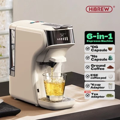 HiBREW 6in1 Capsule Coffee Machine H1B for Nespresso Dolce gusto K-cup Ground