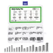 180Pcs Roll Pin Assortment Set 304 Stainless Steel Slotted Spring Pins, Silver