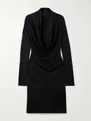 [HELMUT LANG] HELMUT LANG - Draped Satin-jersey Midi Dress - Black - large large Black