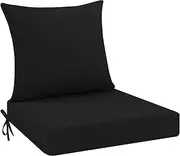 idee-home Outdoor Cushions for Patio Furniture, Outdoor Seat Cushion, Waterproof Hampton Bay Deep Seat Replacement Couch Chair Cushions for Garden Lawn Backyard Deck, 24 x 24 Black