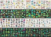 200+ Styles (20 Sheets) Luminous Space Kids Temporary Tattoos for Party Supplies, Outer Space Party Favors with Astronaut/Planet/Star/Moon, Car Party Favors with Cars/Trucks/Bus/Trains/Airplanes, Game