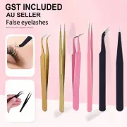 2PCS Eyelash Tweezers Eye Lash Clip Remover Tool False Extension Curved Pointed