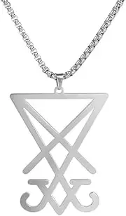 [EUEAVAN] Sigil of Lucifer Pendant Necklace Stainless Steel Satanic Symbol Pendant Necklace Seal of Satan Lucifer Pendant Pagan Wiccan Jewelry Religious Necklace