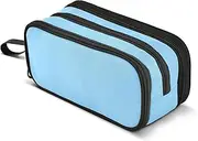 Large Capacity Pencil Organizer Case Kids Pencil Pen Case Cosmetic Cute Pencil Case with Handle for Cosmetics Light Blue