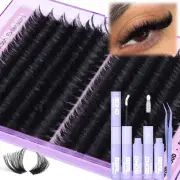 Lash Clusters Kit 14-20MM Long Eyelash Extension Kit 192Pcs Thick Volume DIY Las